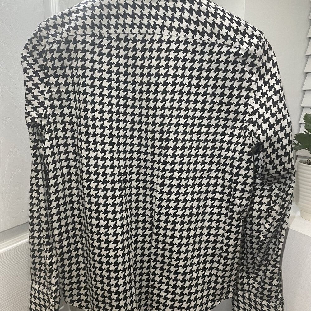 TF7009- Lauren Ralph Lauren Houndstooth Shirt Large – Classic Button-Down - Picture 5 of 6